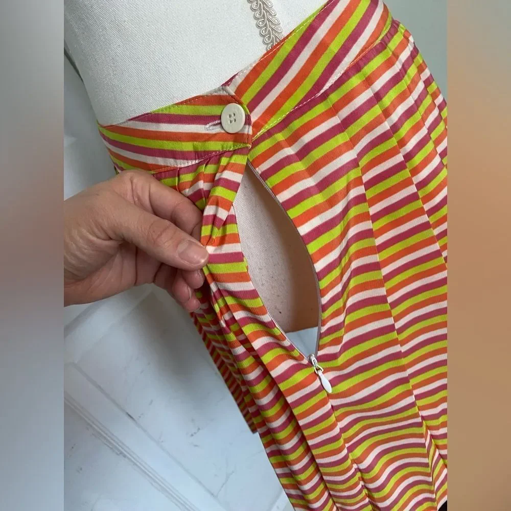Y2K Lacoste Striped Accordion Skirt